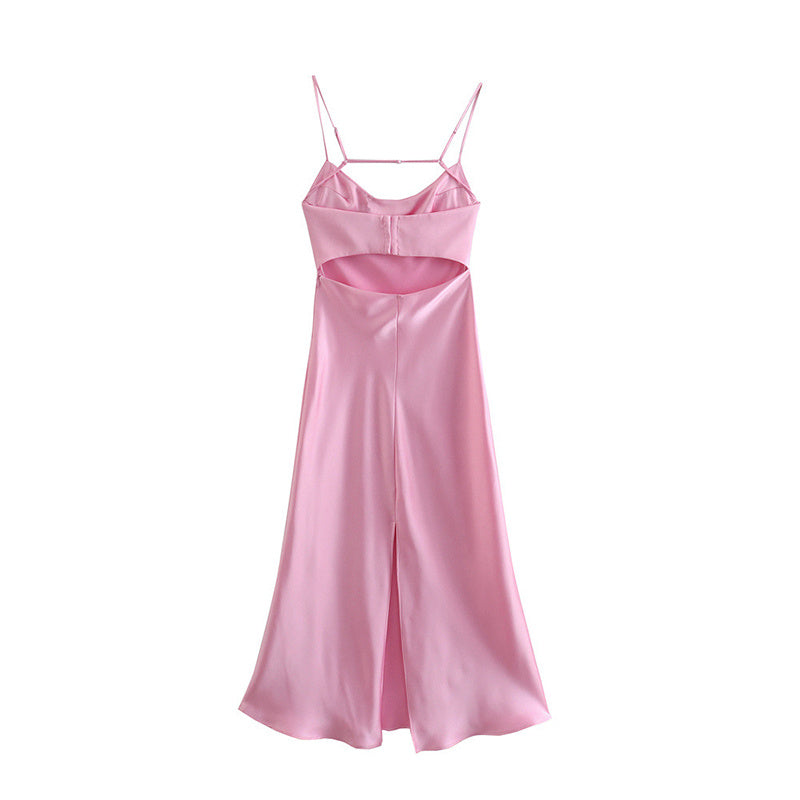 Robe en satin rose